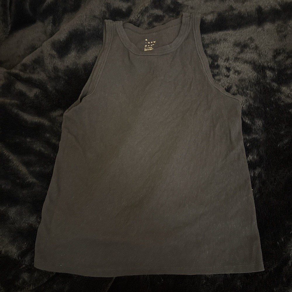 a new day Black Ribbed Tank Top
